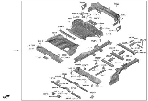 2023 Hyundai Santa Fe Hybrid Panel Assembly-Rear Floor,FRT Diagram for 65511-S1500