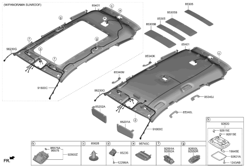 2023 Hyundai Santa Fe Hybrid Sunvisor & Head Lining Diagram