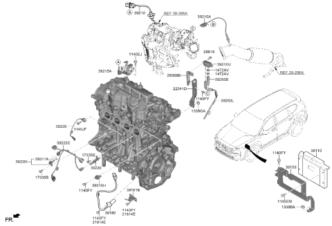 2000 Hyundai Elantra ELECTRONIC CONTROL UNIT Diagram for 39131-2MTF0