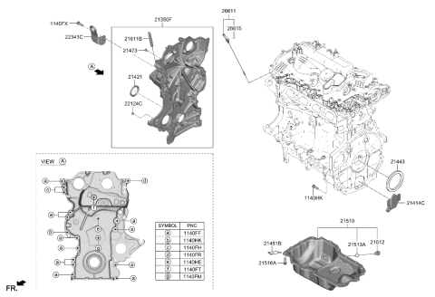 2000 Hyundai Elantra Cover Assembly-Timing Chain Diagram for 21350-2M830