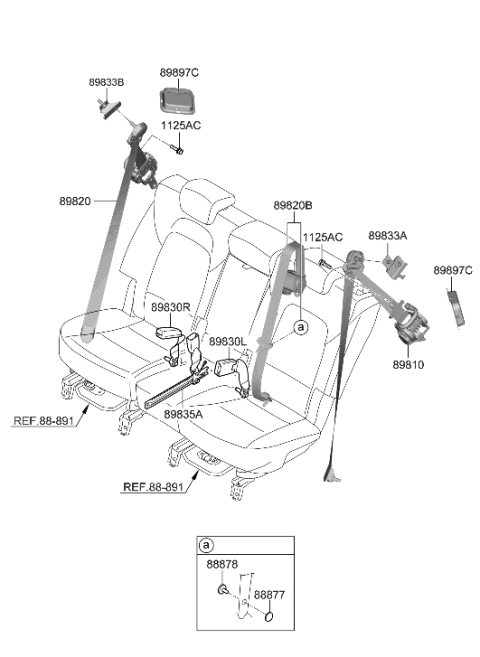 1999 Hyundai Elantra S/BELT Assembly-RR,RH Diagram for 89820-CL000-NNB