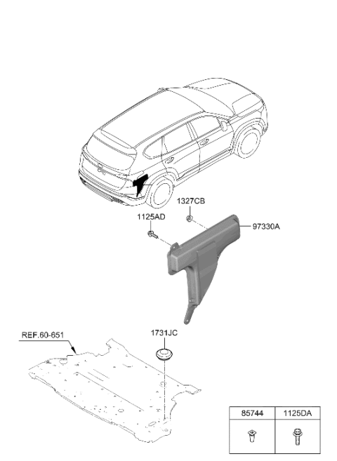 2023 Hyundai Santa Fe Hybrid A/C System-Rear Diagram