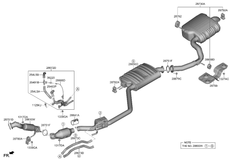 2021 Hyundai Santa Fe Hybrid Muffler Assy-Front Diagram for 28610-CL200