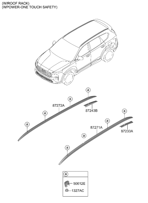 2022 Hyundai Santa Fe Hybrid Rack Assembly-Roof,LH Diagram for 87270-S1000-XAA