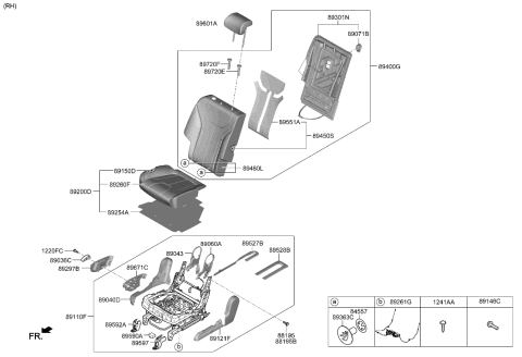 1998 Hyundai Elantra Cushion Assembly-2ND Seat,RH Diagram for 89200-S1120-YKA