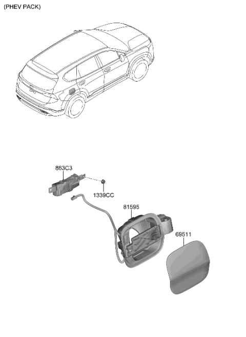 2023 Hyundai Santa Fe Hybrid CONTROL ASSY-CHARGE DR Diagram for 863C3-CL000