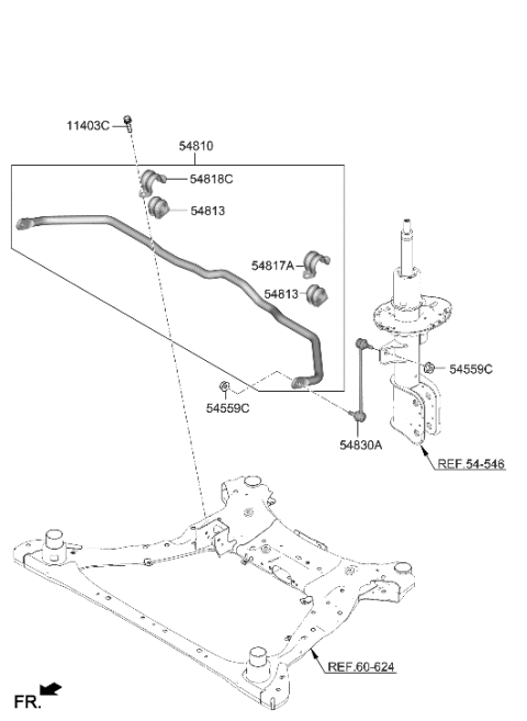 1999 Hyundai Elantra Bush-Stabilizer Bar Diagram for 54813-S3000