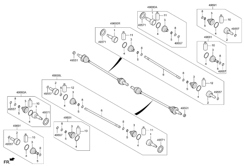 2021 Hyundai Santa Fe Hybrid Drive Shaft (Rear) Diagram