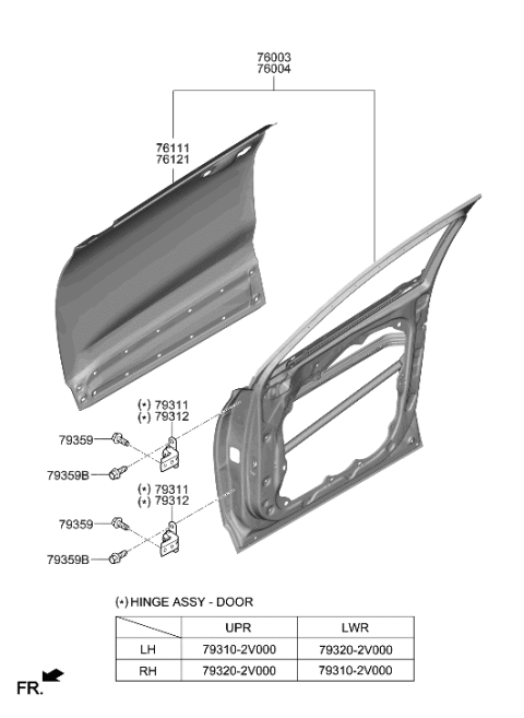 2023 Hyundai Santa Fe Hybrid Front Door Panel Diagram