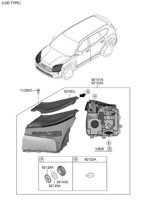 2022 Hyundai Santa Fe Hybrid Head Lamp Diagram 2