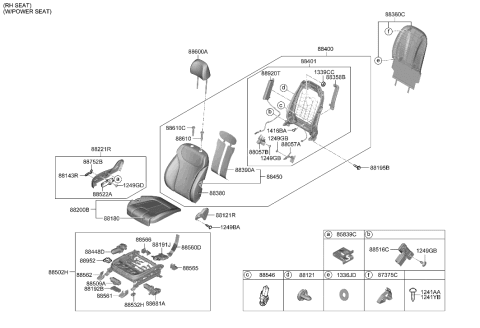 2023 Hyundai Santa Fe Hybrid Motor Assembly-Front Seat RECL,RH Diagram for 886D2-S1100