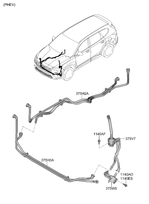 2023 Hyundai Santa Fe Hybrid Pipe & Hose Assembly Diagram for 375H3-P4500