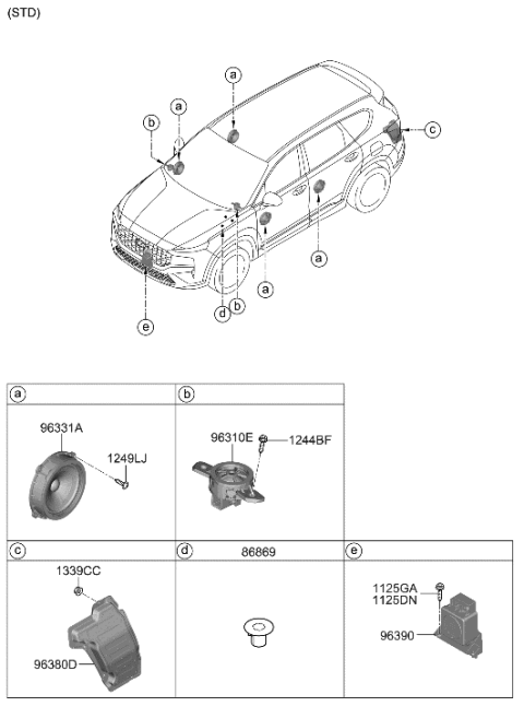 2022 Hyundai Santa Fe Hybrid Speaker Diagram 1