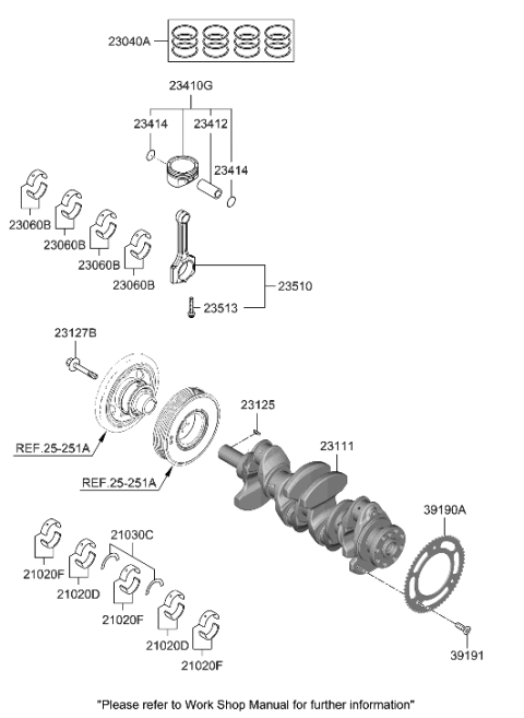 2022 Hyundai Santa Fe Hybrid Crankshaft & Piston Diagram