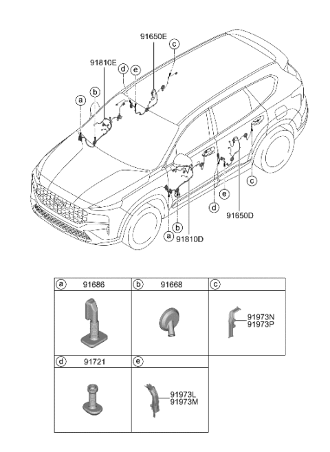 2023 Hyundai Santa Fe Hybrid Wiring Assembly-RR Dr RH Diagram for 91631-S1170