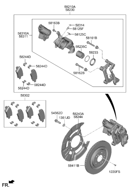 2022 Hyundai Santa Fe Hybrid Rear Wheel Brake Diagram