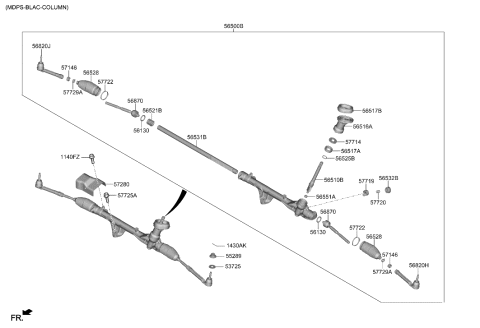 2022 Hyundai Santa Fe Hybrid Rack-Steering Gear Box Diagram for 56531-P2000