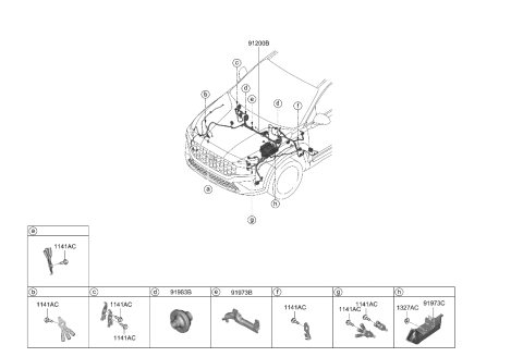 2021 Hyundai Santa Fe Hybrid WIRING ASSY-FRT Diagram for 91202-CL811