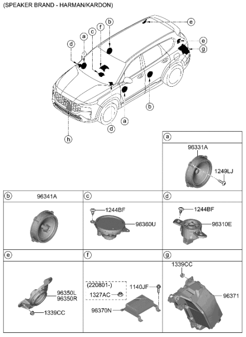 1999 Hyundai Elantra Front Center Speaker Assembly Diagram for 96350-S1200