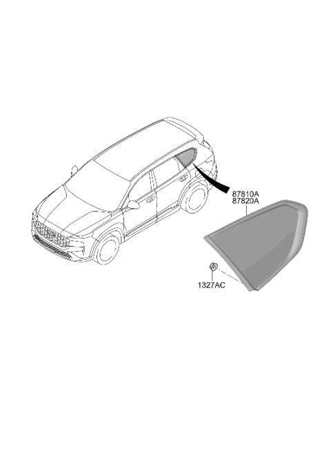 2023 Hyundai Santa Fe Hybrid Quarter Window Diagram