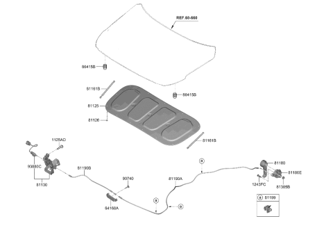 2023 Hyundai Santa Fe Hybrid Hood Trim Diagram