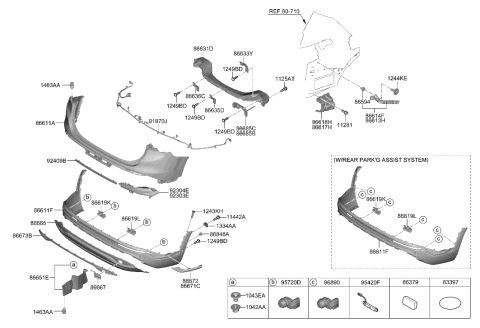 2023 Hyundai Santa Fe Hybrid Bracket-RR Bumper Side LWR,LH Diagram for 86613-S1500