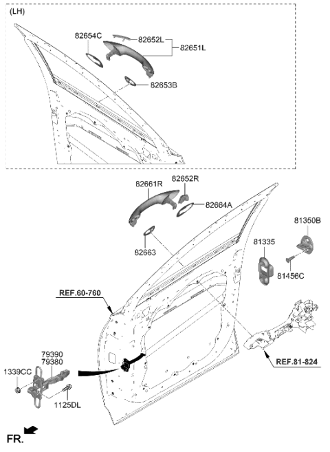 1998 Hyundai Elantra HANDLE ASSY-DOOR OUTSIDE,LH Diagram for 82650-S1NA0