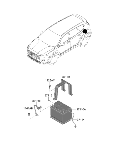 2023 Hyundai Santa Fe Hybrid Battery & Cable Diagram