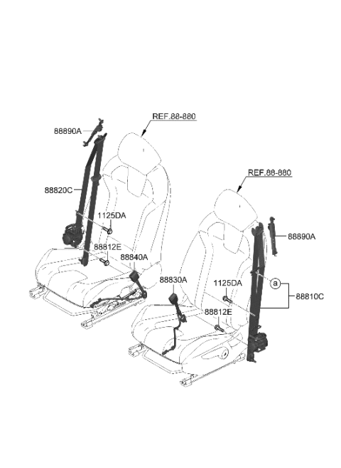 2023 Hyundai Elantra Front Seat Belt Diagram