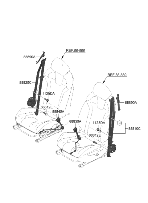 2022 Hyundai Elantra US Alabama made Front Seat Belt Diagram