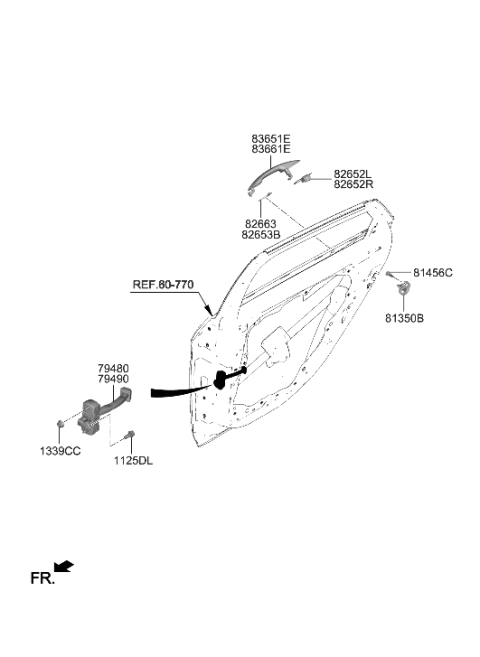 2022 Hyundai Elantra Handle-Rear Door Outside,RH Diagram for 83661-AA000