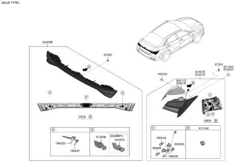 2023 Hyundai Elantra Lamp Assembly-Rear Comb Outside,RH Diagram for 92402-AB100