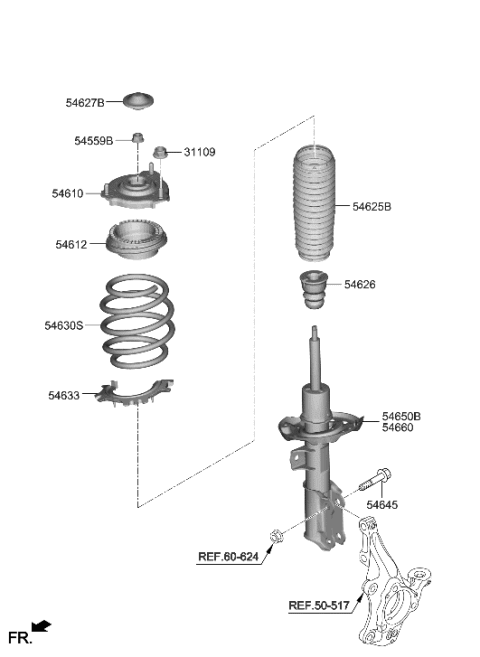 2015 Hyundai Accent Bumper-Rubber Diagram for 54626-AA000