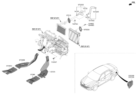 2021 Hyundai Elantra Duct-Rear Heating RR,RH Diagram for 97375-AB000
