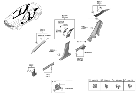 2021 Hyundai Elantra US Alabama made Interior Side Trim Diagram
