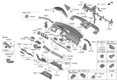 2021 Hyundai Elantra GARNISH ASSY-CRASH PAD CTR Diagram for 84792-AB000-YFR