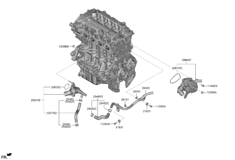 2023 Hyundai Elantra US Alabama made Coolant Pipe & Hose Diagram