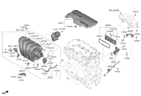 2022 Hyundai Elantra US Alabama made Intake Manifold Diagram