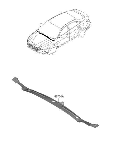 2022 Hyundai Elantra Panel Assembly-Cowl Complete Diagram for 66700-AB000