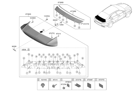 2022 Hyundai Elantra US Alabama made Back Panel Moulding Diagram