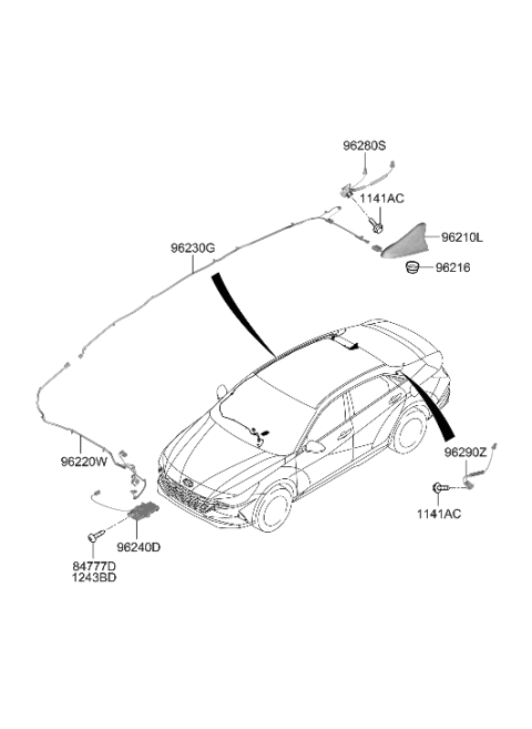 2022 Hyundai Elantra US Alabama made Antenna Diagram