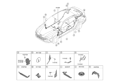 2021 Hyundai Elantra Wiring Assembly-Floor Diagram for 91500-AB070