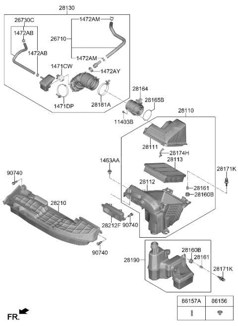 2023 Hyundai Elantra US Alabama made Air Cleaner Diagram