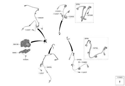 2021 Hyundai Elantra Wiring-E.P.B Conn EXTN,LH Diagram for 59795-AB400