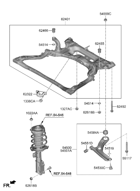 2012 Hyundai Accent Arm Complete-FR LWR,RH Diagram for 54501-AA100