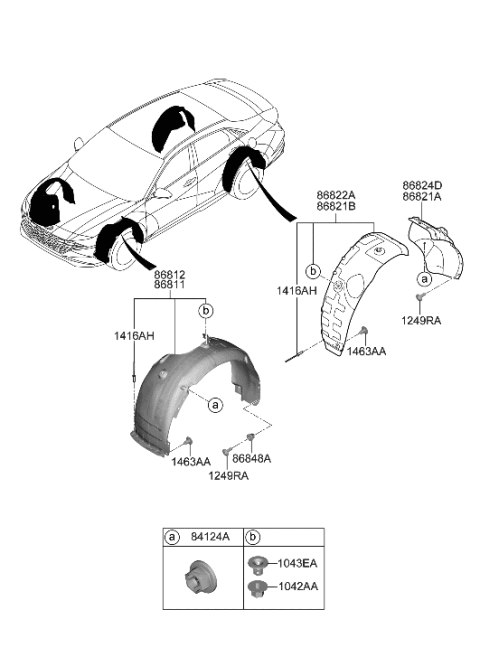 2022 Hyundai Elantra US Alabama made Wheel Gaurd Diagram