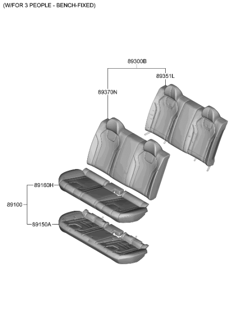 2022 Hyundai Elantra Back Assembly-RR Seat Diagram for 89300-AB210-G8W