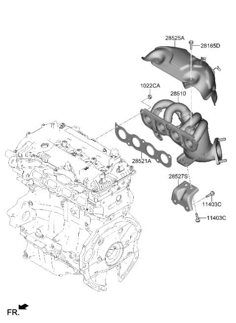 2023 Hyundai Elantra US Alabama made Exhaust Manifold Diagram