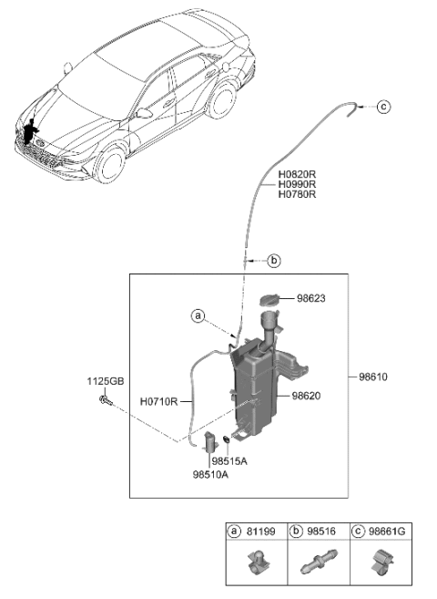 2022 Hyundai Elantra US Alabama made Windshield Washer Diagram
