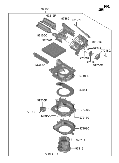 2023 Hyundai Elantra Case-Blower,UPR Diagram for 97114-AB000
